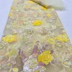 Lace fabric embroidered sequins: luxury beaded tulle, 5 yards