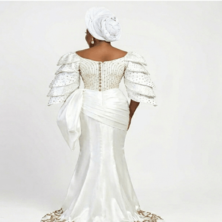 Luxury white, gold Nigerian traditional and wedding outfit
