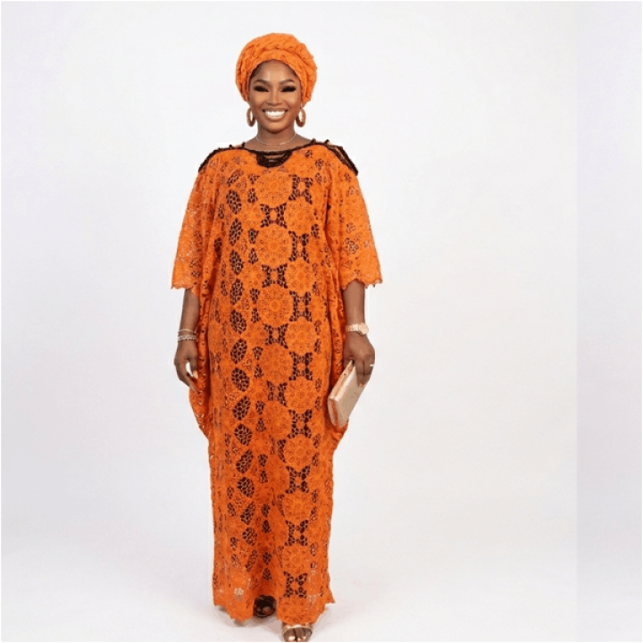 Lace bubu caftan, Nigerian boubou dress, one size